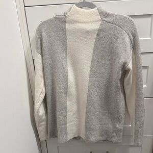 Reiss Two-Tone Gray and Cream Turtleneck Sweater